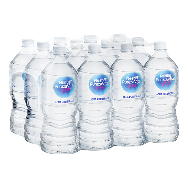 paquete de agua Nestlé Pureza Vital con 12 botellas de 1 L c/u