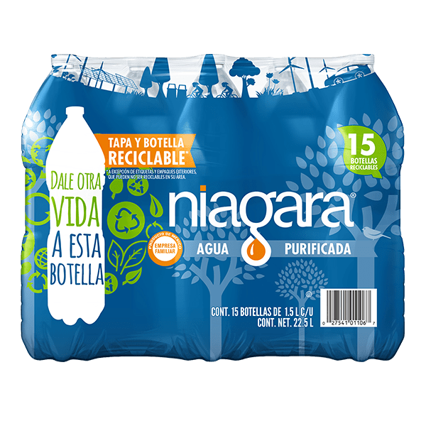 paquete de agua Niagara con 15 botellas de 1.5 L c/u