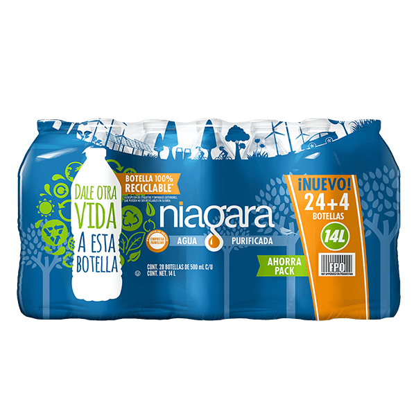 paquete de agua Niagara con 28 botellas de 500 ml c/u