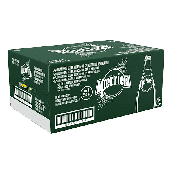 caja de agua Perrier con 24 botellas de 330 ml c/u