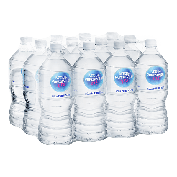 paquete de agua Nestlé Pureza Vital con 12 botellas de 1 L c/u