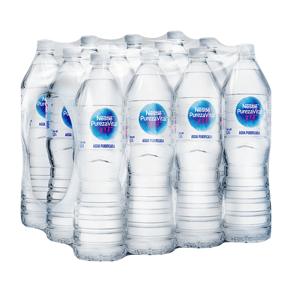 paquete de agua Nestlé Pureza Vital con 12 botellas de 1.5 L c/u