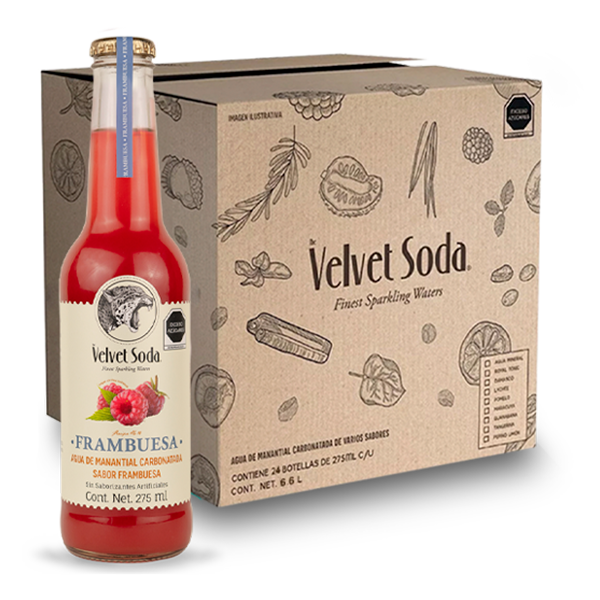Velvet soda Frambuesa 24 botellas de 275 ml c/u