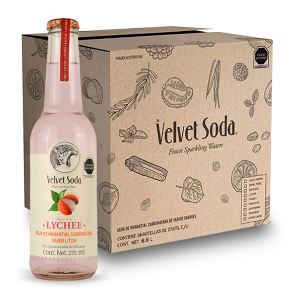 Velvet soda Lychee 24 botellas de 275 ml c/u